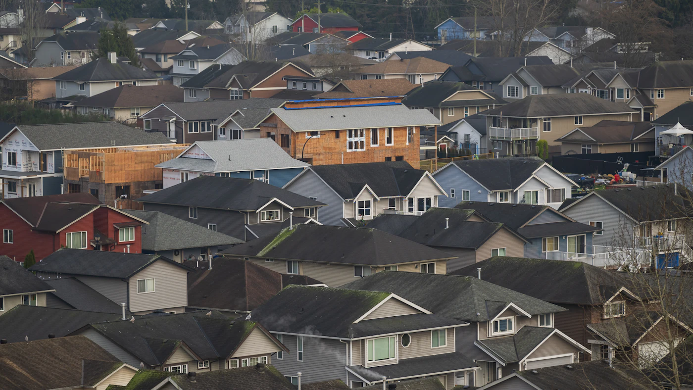 Aerial view of homes across a Vancouver neighborhood.